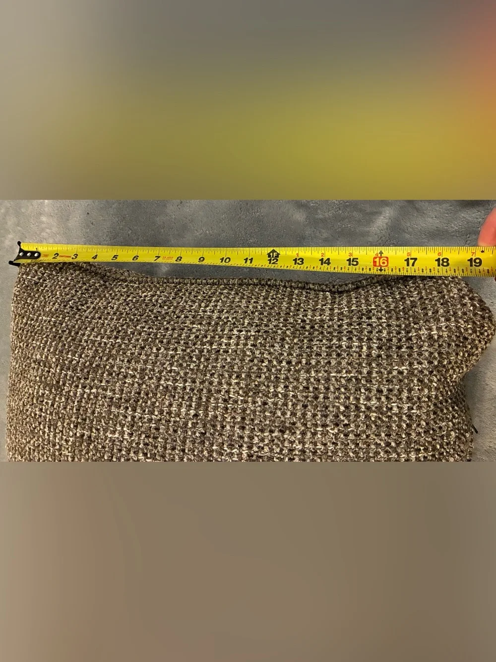 Neutral Brown Square Shaped Woven Throw Pillow - 19 X 19 - Heavy Thick Fabric